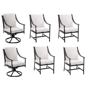 Wakefield Stationary Aluminum Outdoor Dining Chairs with CushionGuard Plus Natural White Cushions