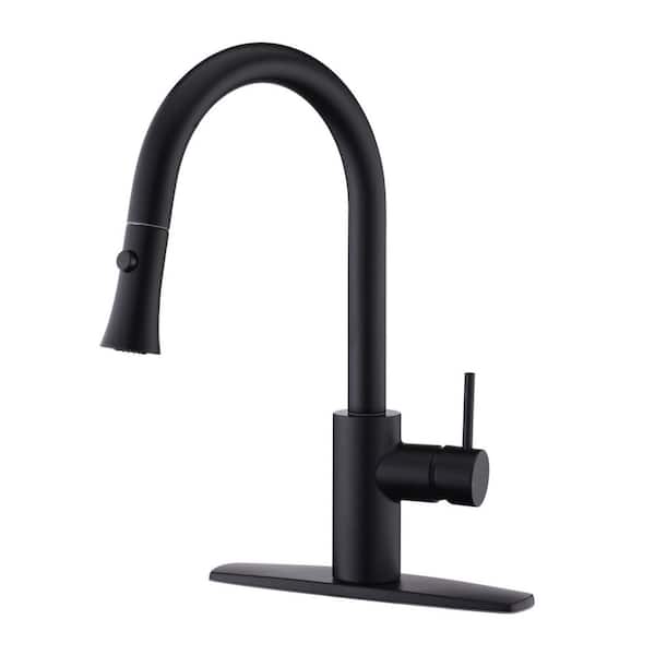 Ultra Faucets Euro Single-Handle Pull-Down Sprayer Kitchen Faucet with Accessories in Rust and Spot Resist in Matte Black