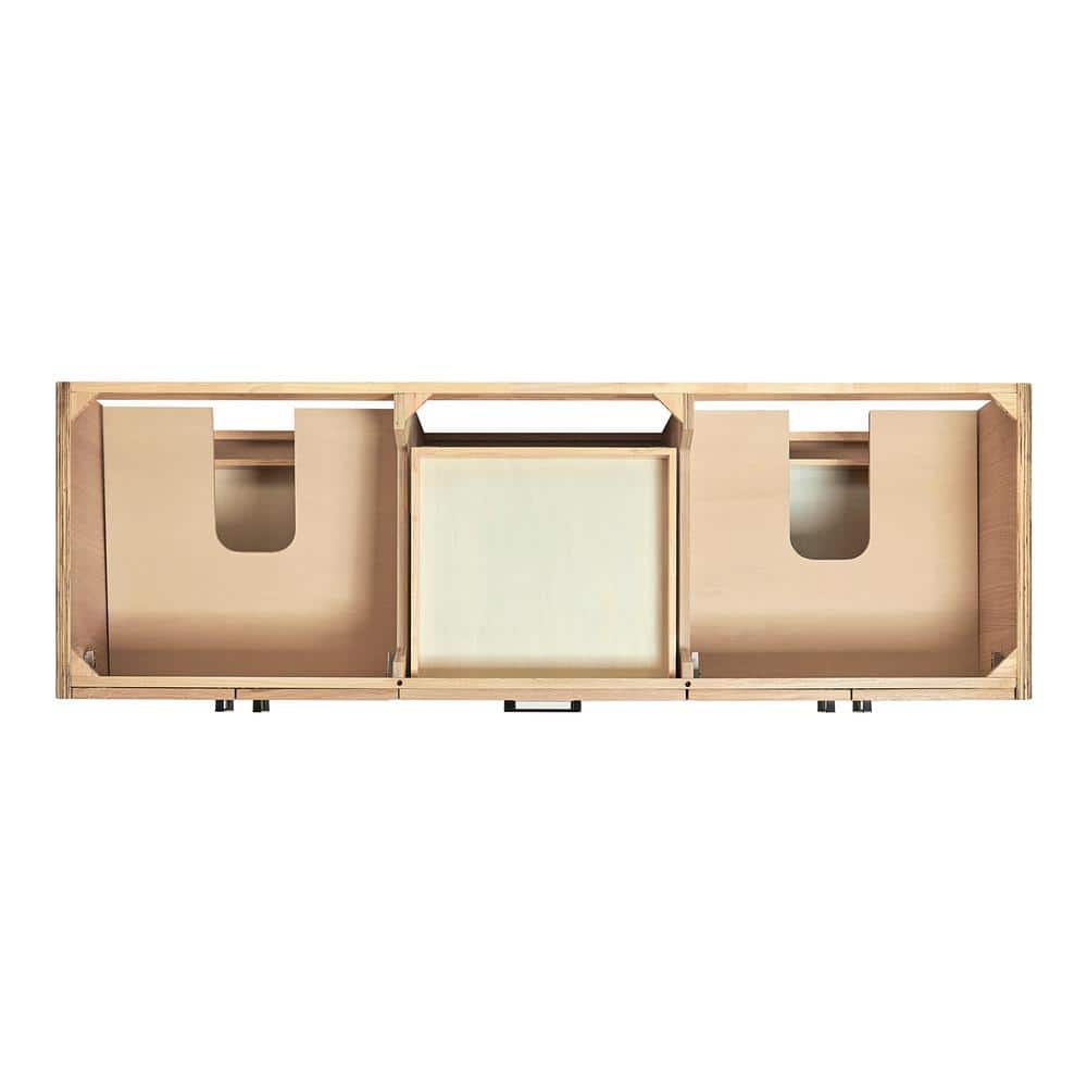 Kelly 66" Oak Double Sink Vanity with Carrara Quartz Top
