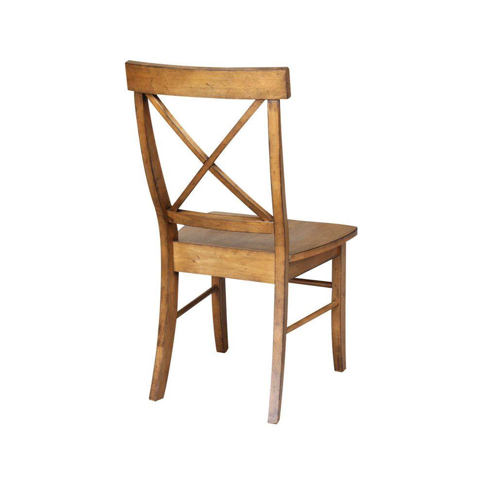 Elegant Pecan Brown Solid Wood Cross-Back Side Chair