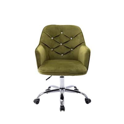 Green Velvet Modern Desk Chair Upholstered Adjustable Swivel Task Chair