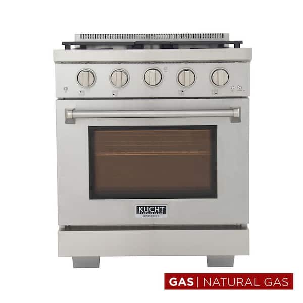 30 in. 4.2 cu. ft. 4-Burners Freestanding Natural Gas Range and Convection Oven in Stainless Steel w/True Simmer Burners