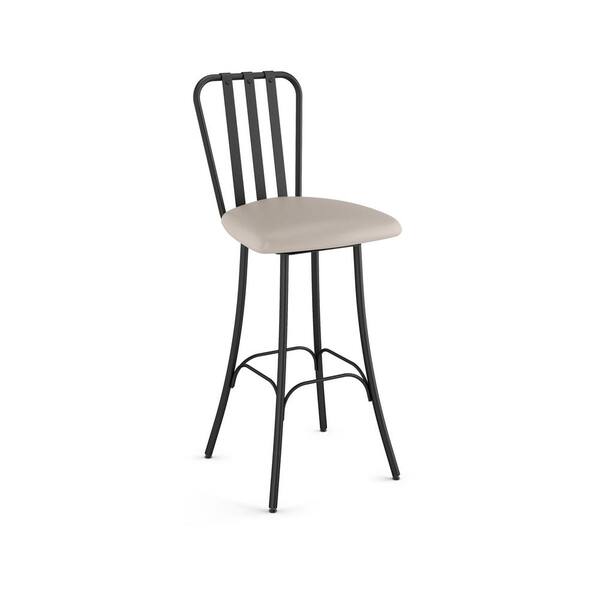 Amisco Club 26 in. Cream Faux Leather Black Metal Swivel Counter Stool