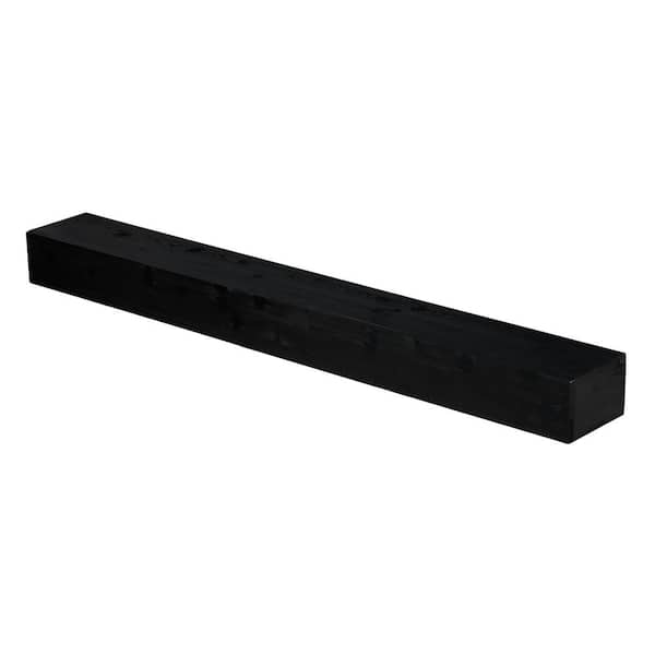 9 in. W x 60 in. D Black Solid Wood Fireplace Mantel Decorative Wall Shelf, Flat Wall-Mounted Floating Shelf