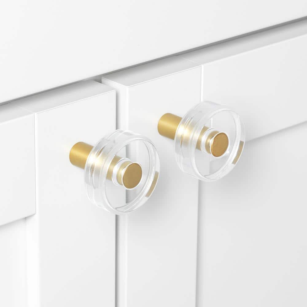 1.5" Round Satin Gold Acrylic Cabinet Knobs