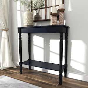 32 in. Black Rectangle Wood Traditional Console Table