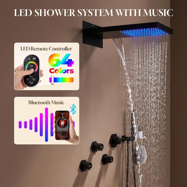 CASAINC 3-Spray 64-Color LED Music Wall Mount Dual-Function