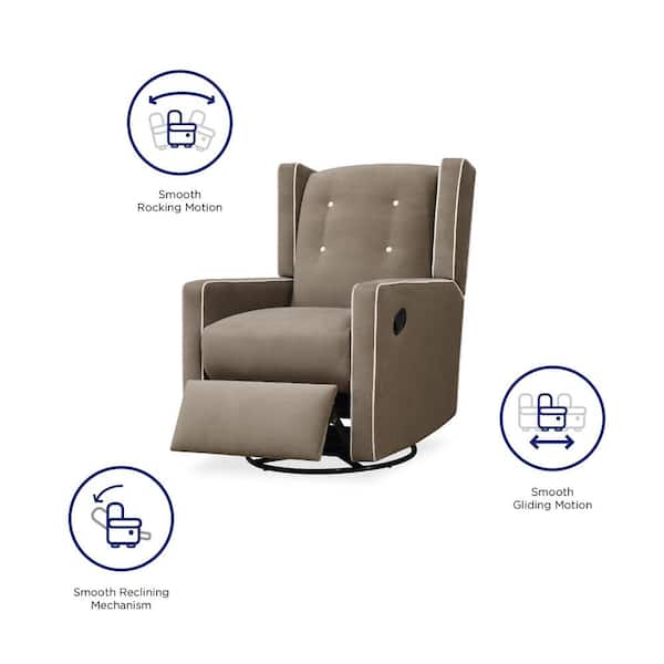 Dorel Living Fenn Mocha Microfiber Swivel Glider Recliner Chair, Brown