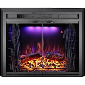 25 in. Electric Fireplace Insert with Glass Door, Multi-Color Flames, Log Speaker
