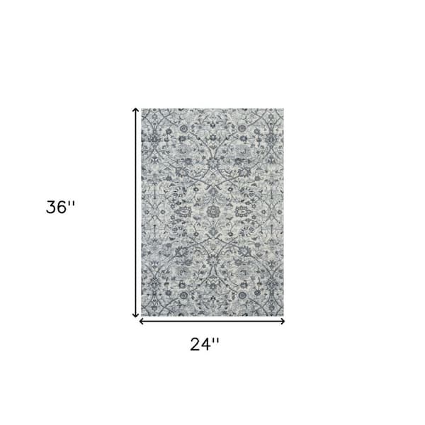 2 ft. x 3 ft. Charcoal Ivory And Light Blue Oriental Area Rug