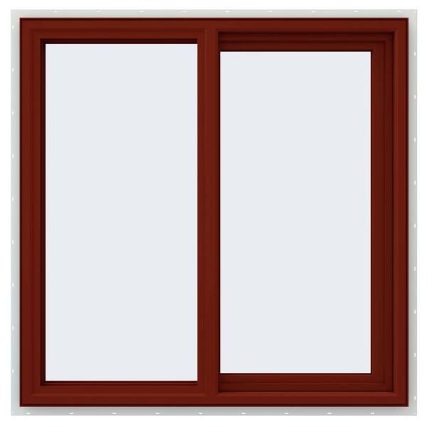 JELD-WEN 35.5 in. x 35.5 in. V-4500 Series Red Painted Vinyl Right-Handed Sliding Window with Fiberglass Mesh Screen