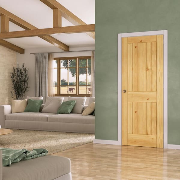 eightdoors 30 in. X 80 in. X 1-3/8 in. 2-Panel Square Top V-Groove