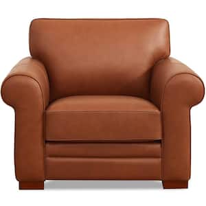 Brookfield Cinnamon Brown Top Grain Leather Arm Chair with Removable Cushion