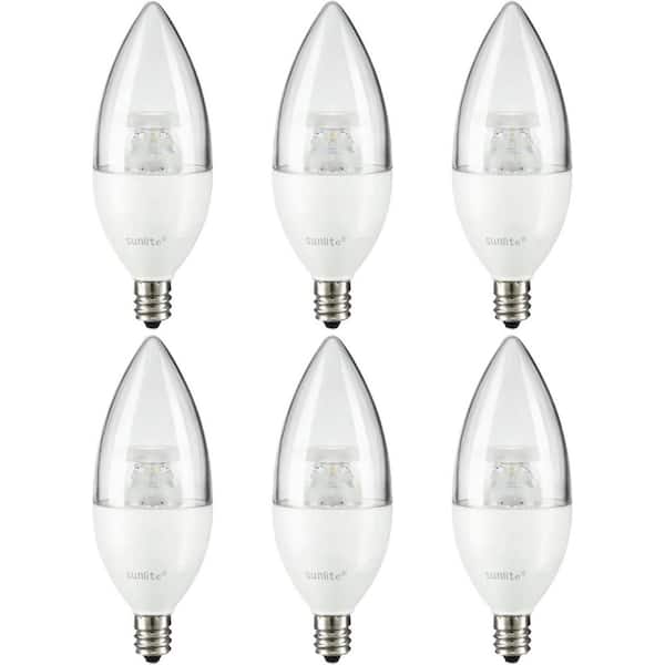 60-Watt Equivalent B13 Dimmable E12 Candelabra Base 90 CRI Blunt Tip Candle Clear LED Light Bulb Daylight 5000K (6-Pack)