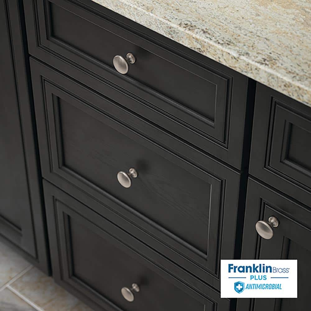 Satin Nickel Round Antimicrobial Cabinet Knob with Mounting Hardware