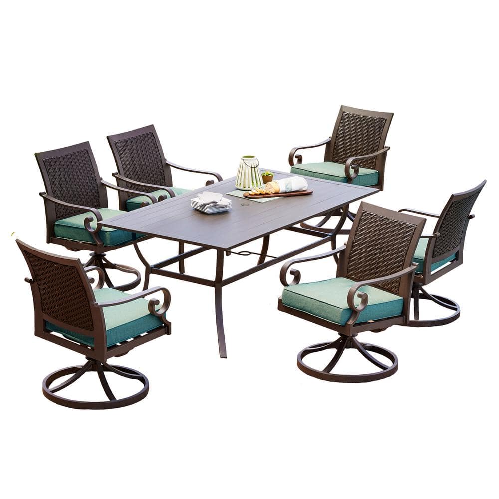 Royal Garden Milano 7Piece Aluminum Swivel Outdoor Dining Set with