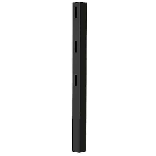 Veranda 5 in. x 5 in. x 7 ft. Black Vinyl Ranch 3-Rail End Post