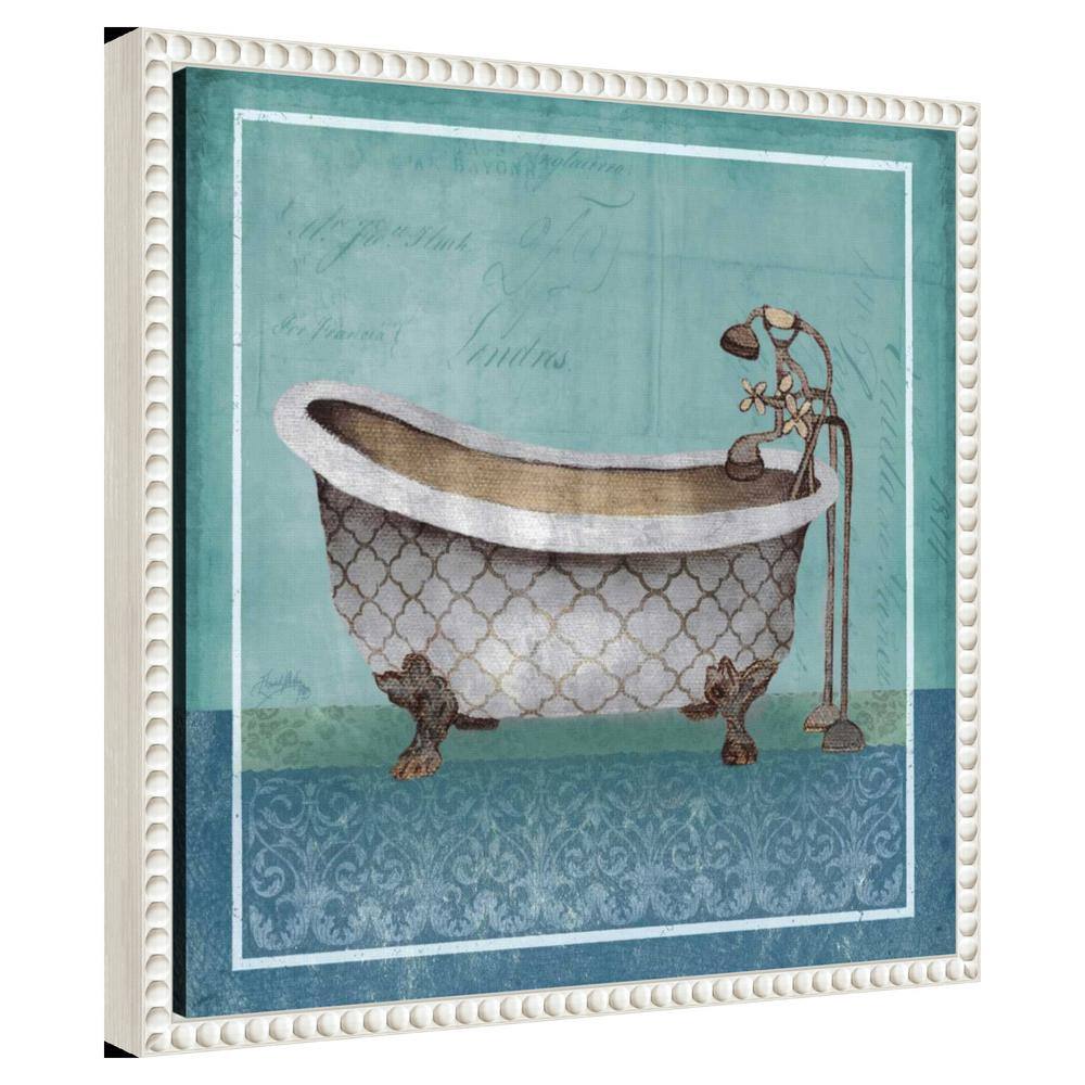 Regal Blue Bathtub Canvas Art with Beaded Frame