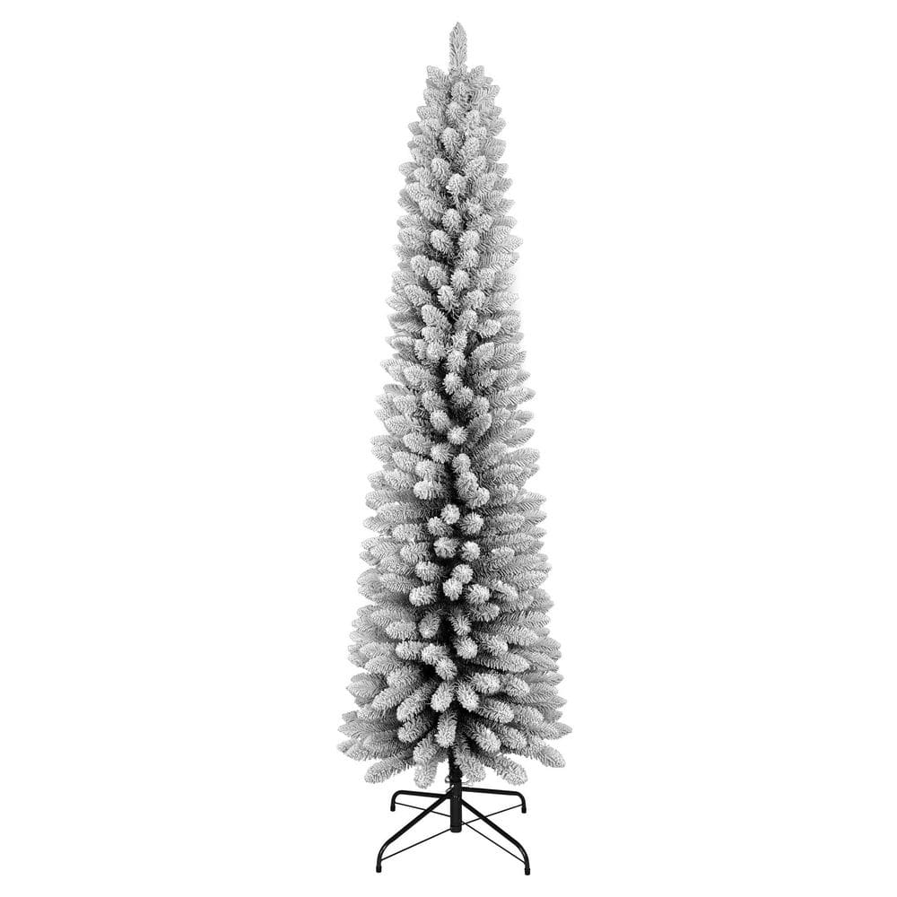 7 ft. Flocked Pencil Christmas Tree with 469 Snowy Tips, Space-Saving Design, Realistic Snow Effect, Sturdy Metal Stand price history on PriceWatchPro