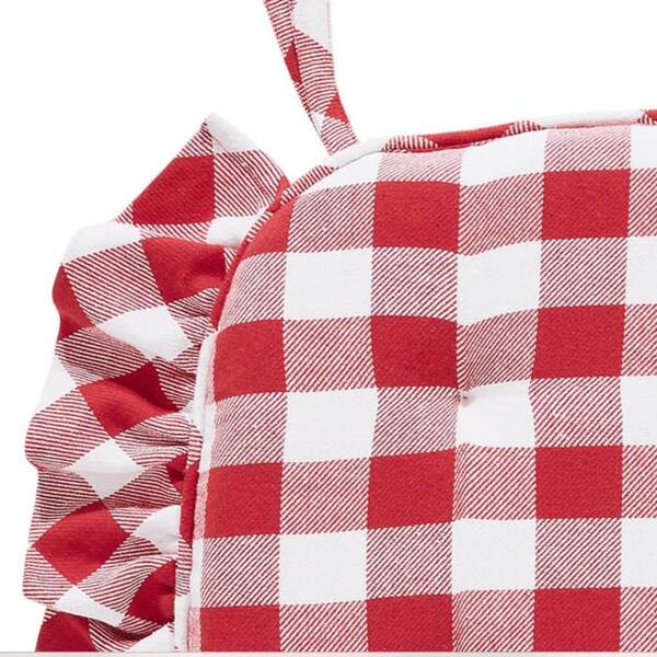 VHC BRANDS Annie Country Red, Soft White Buffalo Check Ruffled
