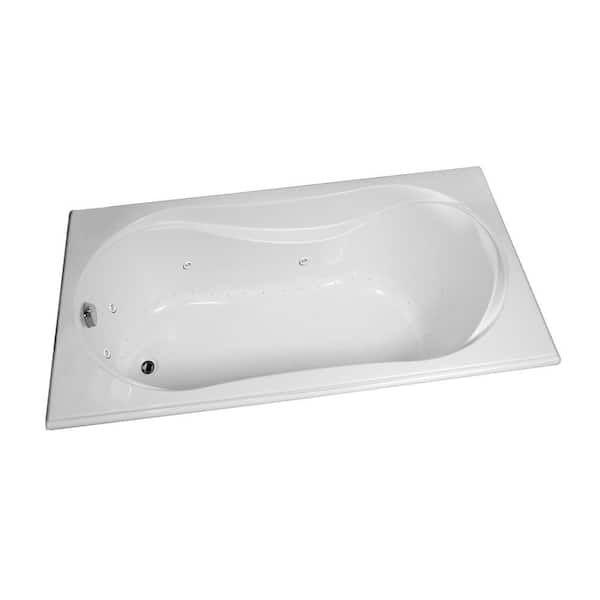 MAAX Cocoon 66 in. Acrylic End Drain Rectangular Drop-in Whirlpool and Air Bath Bathub in White
