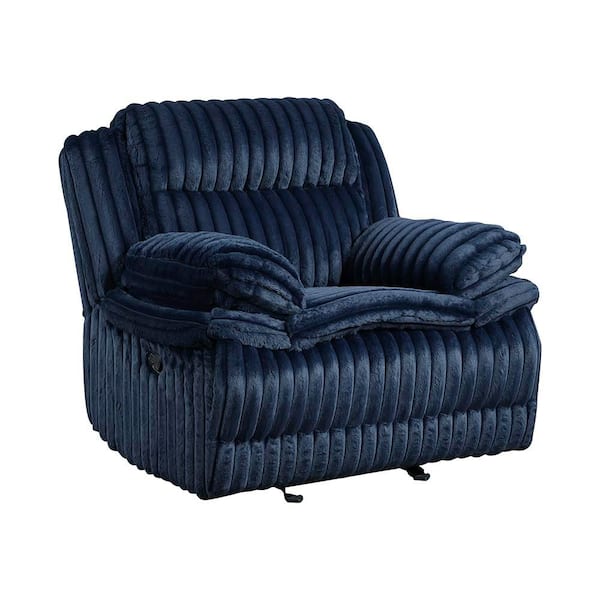 Dyersburg Blue Corduroy Fabric Manual Glider Recliner