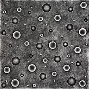 Bubbles 1.6 ft. x 1.6 ft. Glue Up Foam Ceiling Tile in Black Silver