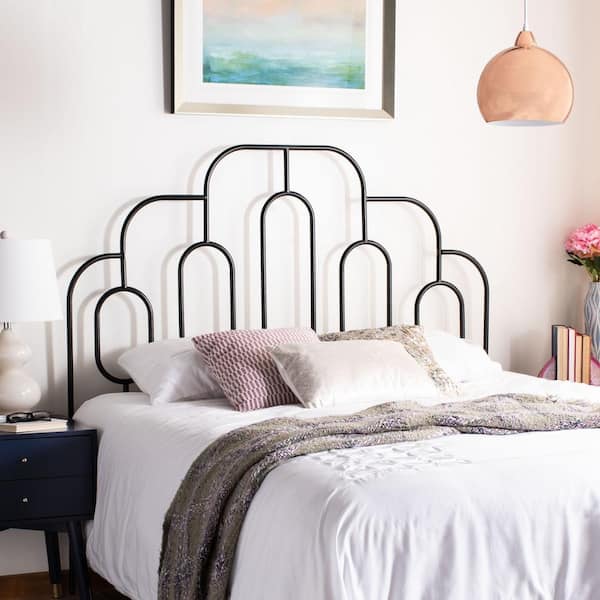 SAFAVIEH Paloma Metal Black Queen Upholstered Headboard
