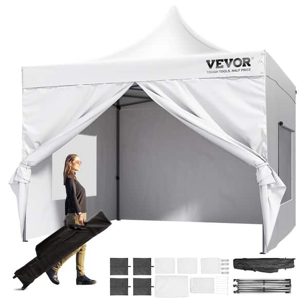 VEVOR 10 ft. x 10 ft. Pop Up Canopy with Sidewalls Adjustable Height Gazebo Tent Waterproof UV Resistant Outdoor Canopy Tent