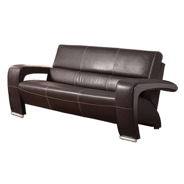Furniture of America Enez Espresso Leatherette Sofa