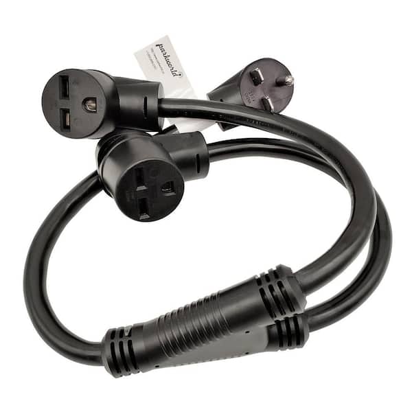 3 ft. 10/3 STW 3-Wire NEMA 6-30 Splitter Cord NEMA 6-30P Plug to (2)6-30R Receptacle Y Adapter Cord