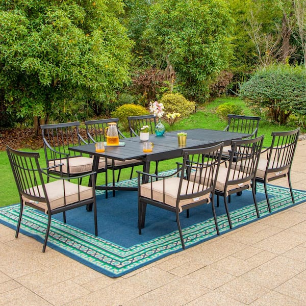 6 seater metal best sale garden table and chairs