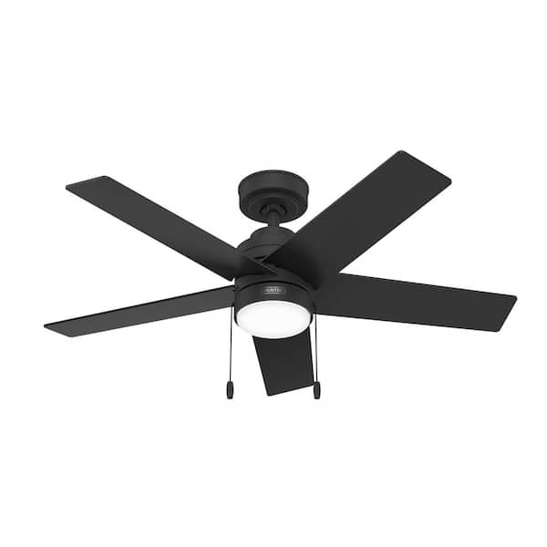 Jude 44 in. Matte Black Indoor Ceiling Fan with LED Light Kit and Pull Chain