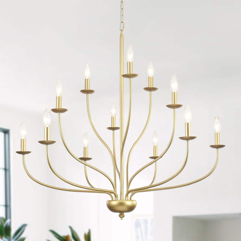 12-Light Transitional Gold Candlestick Chandelier Modern Pendant Light for Dining Room price history on PriceWatchPro