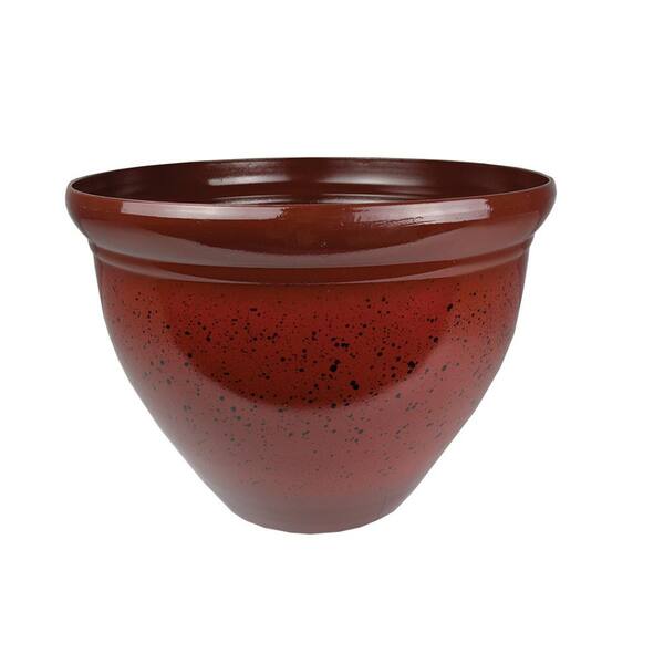 THE HC COMPANIES Pizzazz 12 in. x 9 in. Round Plastic Flower Garden Planter Pot, Red