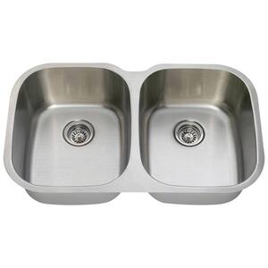 Undermount Stainless Steel 35 in. Double Bowl Kitchen Sink