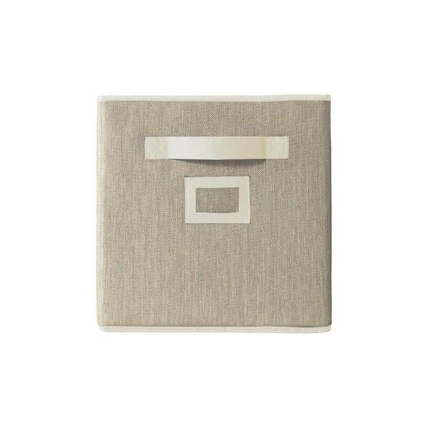 Home Decorators Collection 11 in. H x 10.5 in. W x 11 in. D Beige Fabric Cube Storage Bin