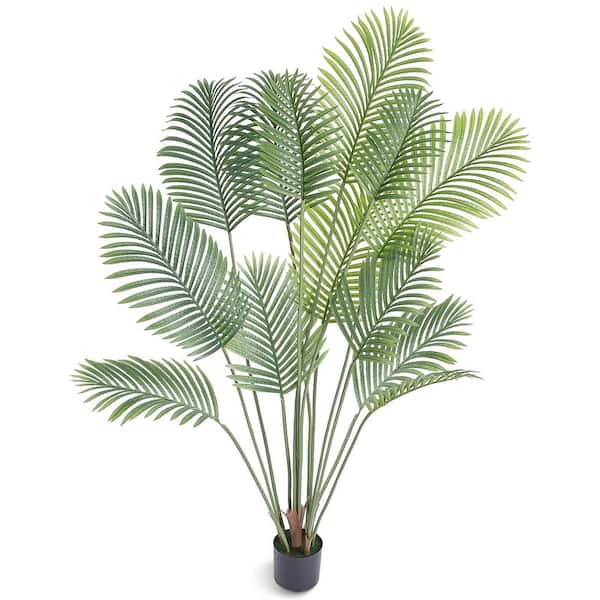 6 ft. Artificial Palm Tree, Secure PE Material & Anti-Tip Tilt Protection Low-Maintenance Plant Lifelike Green Fake Tree