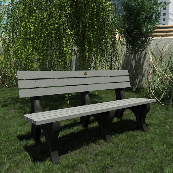 Highwood Aurora 6 ft. 3-Person Coastal Teak Recycled Plastic Outdoor Traditional Park Bench
