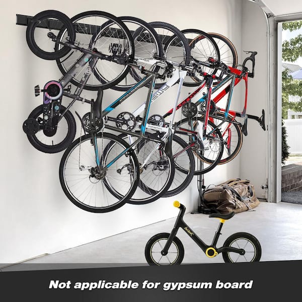 2 in. x 4 in. Garage Bike Storage Rack w/8 Hooks & 5 Broad Indoor Wall Mount Hanger for 6 Bicycles Up to 300 lbs. W/Stud