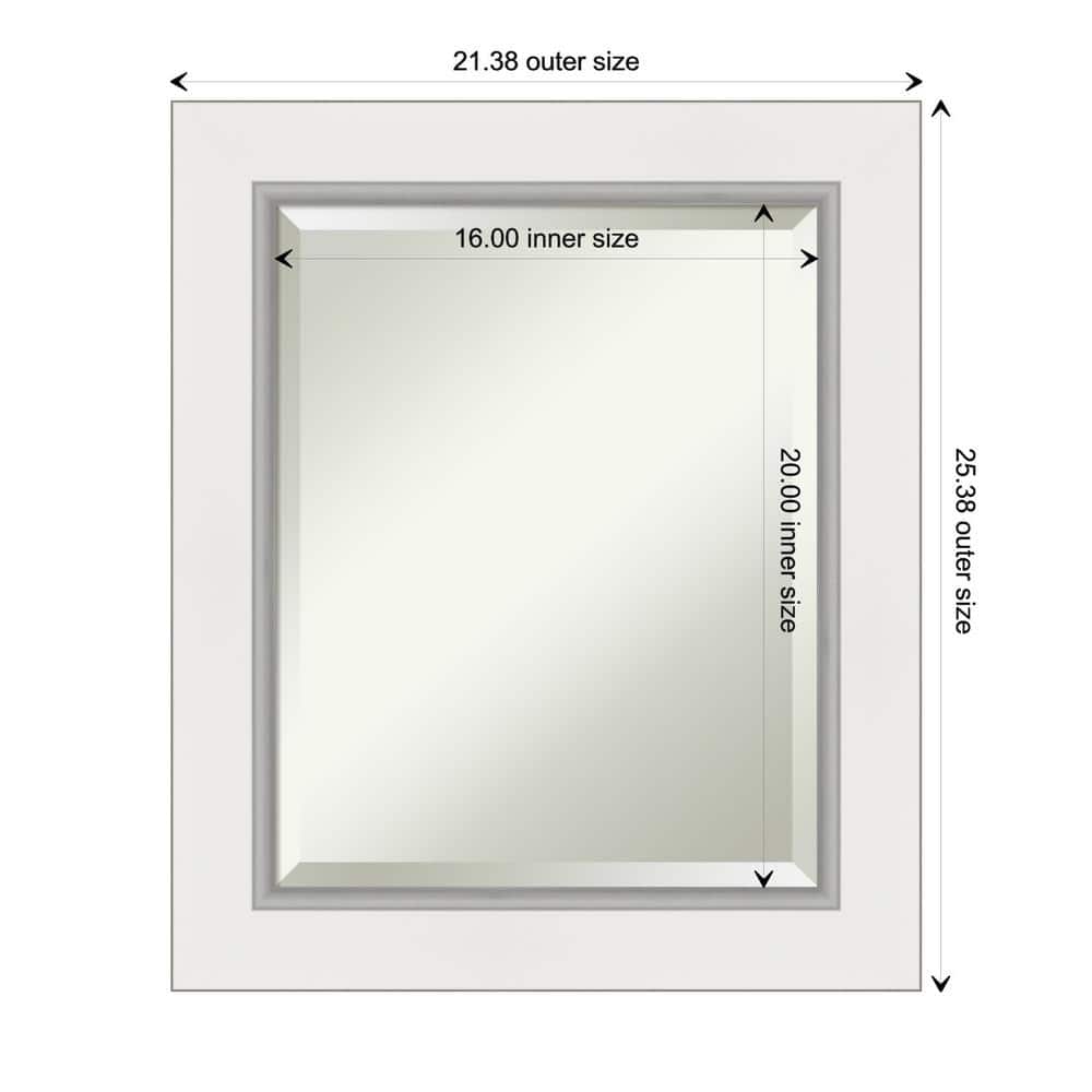 Eva White and Silver Rectangular Beveled Wall Mirror
