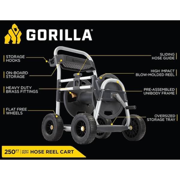 Gorilla 250 ft. Aluminum Heavy-Duty Hose Reel Cart GRC-250G - The Home Depot