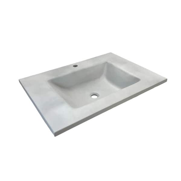 Bellaterra Home 31 in. W x 22 in. D Concrete Single Basin Vanity Top in Light Gray with Light Gray Rectangle Basin