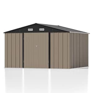 10 ft. W x 8 ft. D Size Upgrade Metal Storage Shed for Outdoor, Lockable Door in Brown (85 sq. ft. )