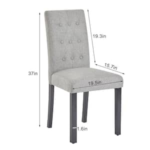 Upholstered Dining Chairs Set of 2 Gray Button Tufted Back, Padded Seat, Wood Legs with Rubber Footpads Kitchen Chairs