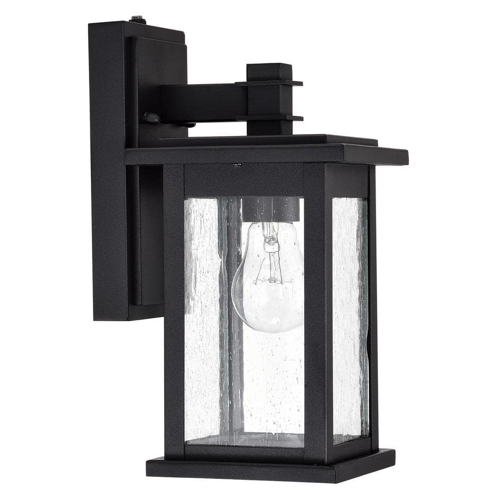 12.25 in. Matte Black Outdoor Decorative Wall Lantern Sconce Motion Sensing