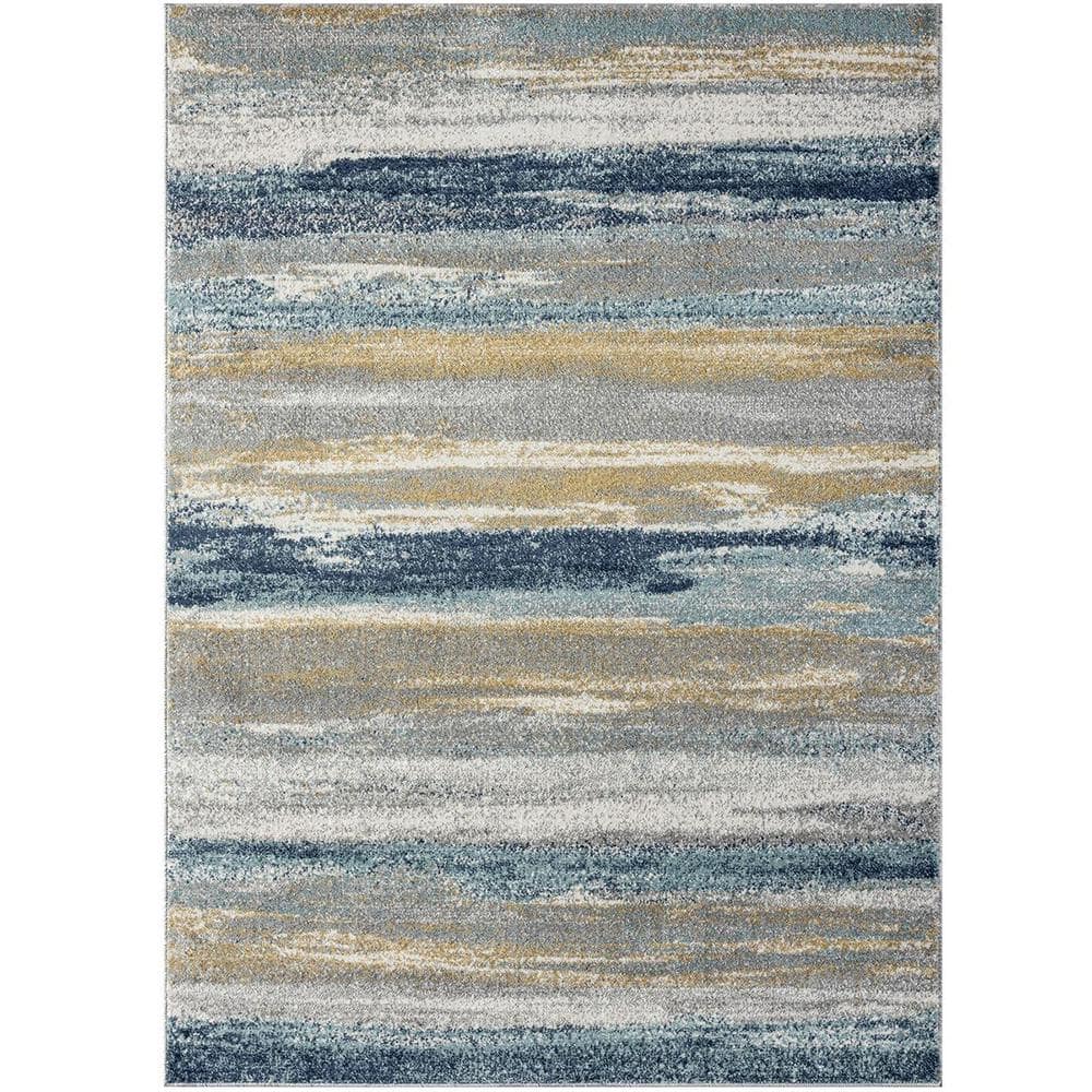 Yellow 8 ft. x 10 ft. Polypropylene Modern Abstract Indoor/Outdoor Area Rug