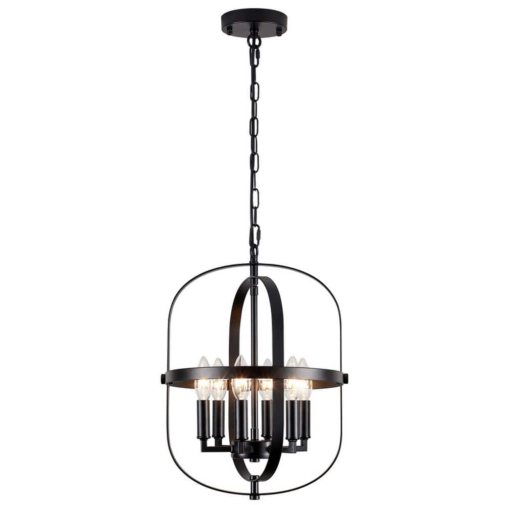 6-Light Black Farmhouse Oval Candlestick Pendant Light Height Adjustable Chandelier for Living Room price history on PriceWatchPro