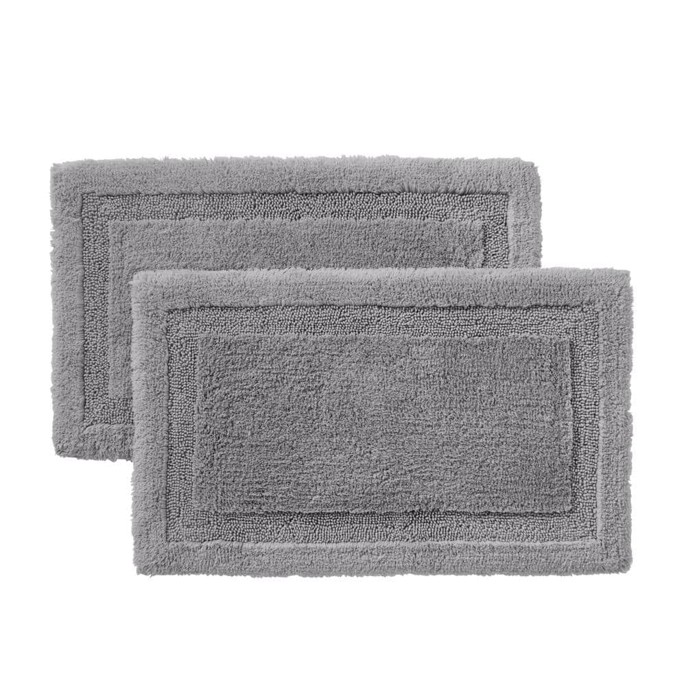 StyleWell Stone Gray 19 in. x 34 in. NonSkid Cotton Bath Rug with
