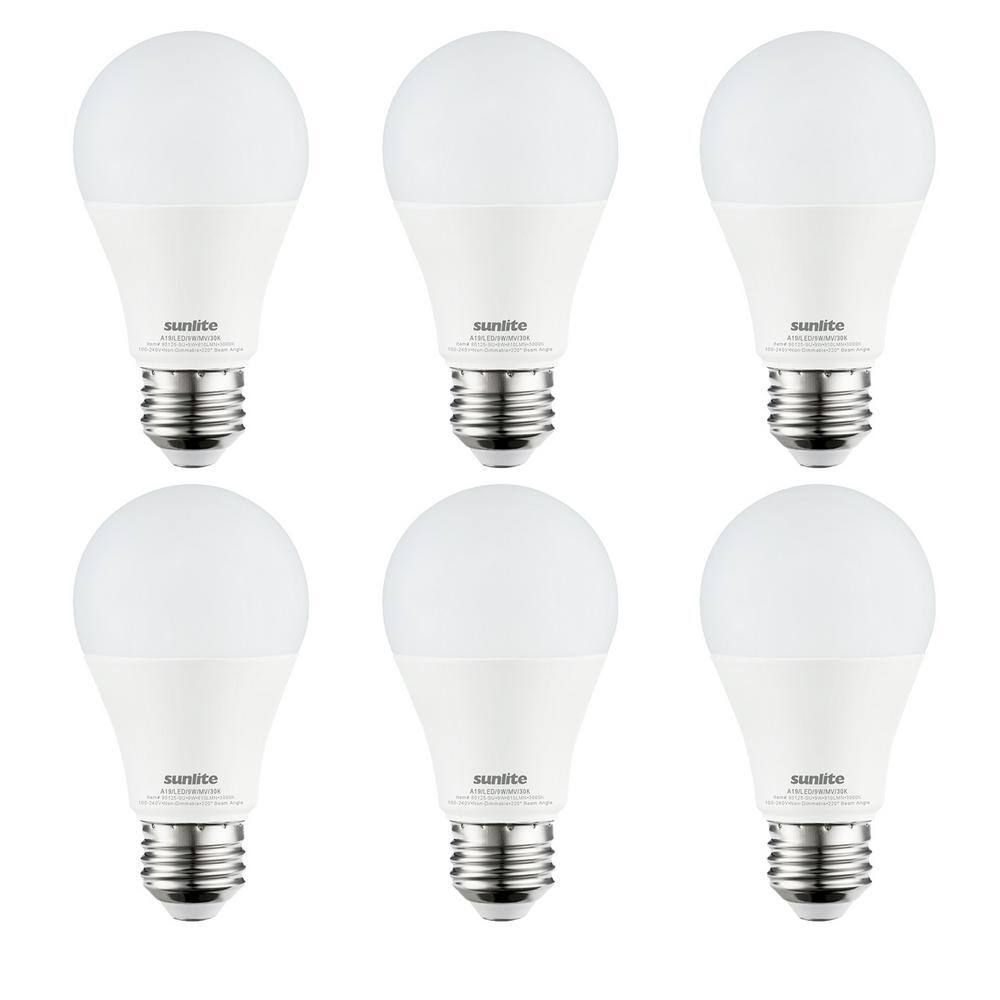60-Watt Equivalent A19 Multi Volt Medium E26 Base LED Light Bulb in Bright White 3000K (6 Pack) price history on PriceWatchPro